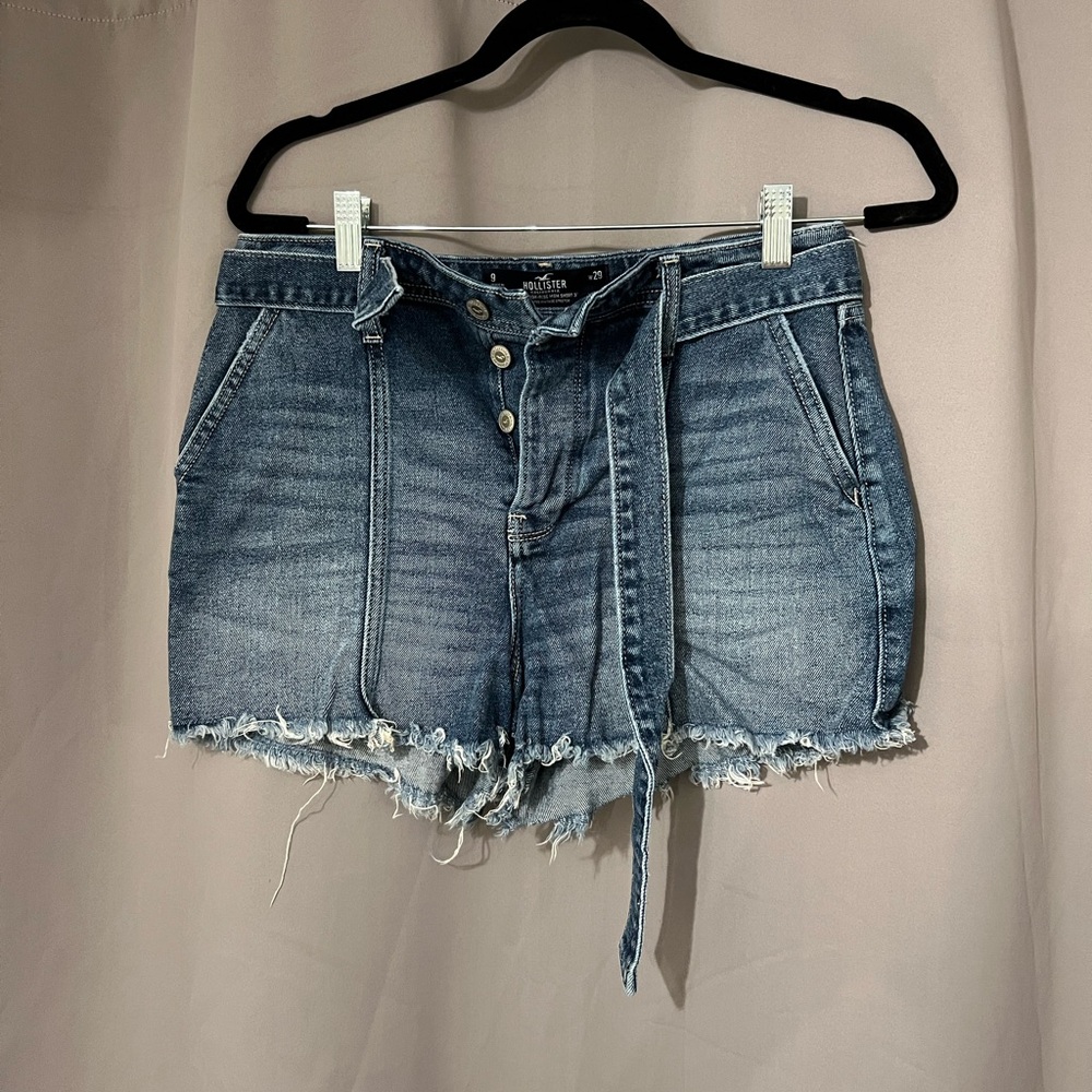 Hollister Blue Frayed Jean Shorts